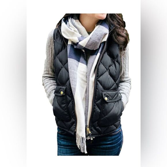 J.Crew Black Excursion Quilted Down Puffer Vest Size XXS - Picture 1 of 13
